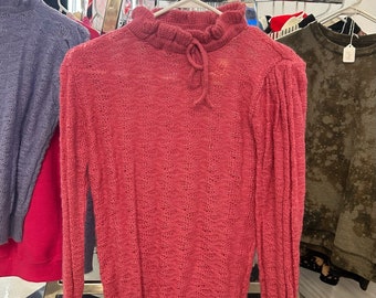vintage wrangler mock neck knit long sleeve shirt womens size large deadstock NWT 80s made in USA