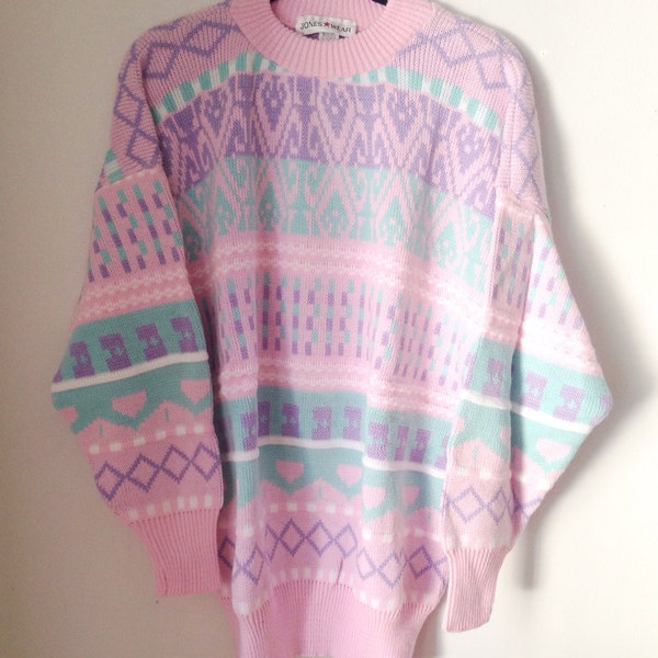 Pastel Soft Grunge Pattern Sweater Deadstock 1990s