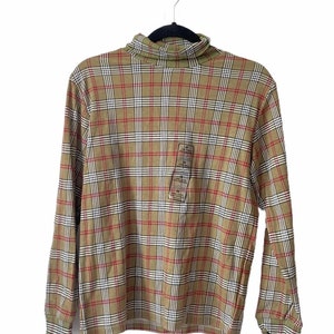 vintage basic editions plaid turtleneck womens size medium deadstock NWT 90s