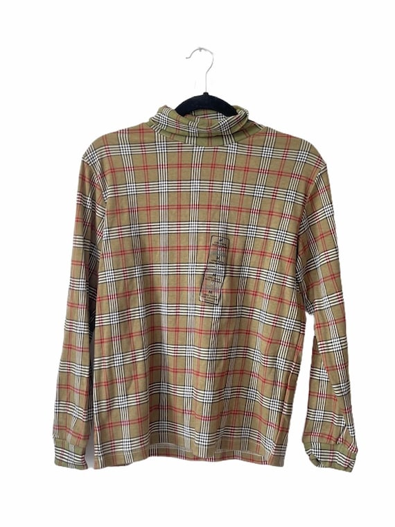 vintage basic editions plaid turtleneck womens si… - image 1