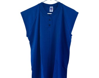 Maillot De Baseball Vintage Russell Athletic Homme XL - Rayures, Boutons, Style Années 90 USA