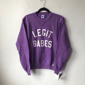 Legit Babes X Russell Athletic Purple Crewneck Sweatshirt Adult XS Deadstock NWT 90s made in USA