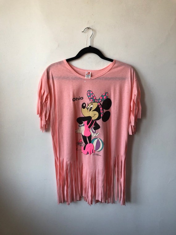 vintage minnie mouse ohio fringe t-shirt women’s O