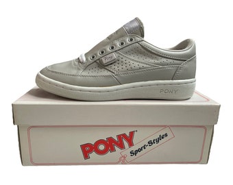 vintage poney preference leather sneakers chaussures femme taille 7 deadstock NIB 80s