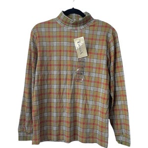 vintage basic editions plaid turtleneck womens size large deadstock NWT 90s