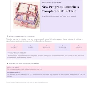 May include: A two-tiered pink gift box containing a notebook, a small binder, and several pastel-colored wooden blocks with geometric shapes. The box is decorated with a pink ribbon bow and small heart accents, presented as a complete RBT BST kit.