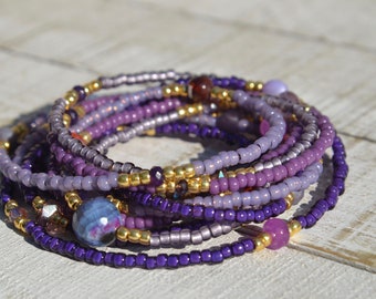 Collier 3 Rangs Plaqué Or Strass Violet - Occasion Sans Marque