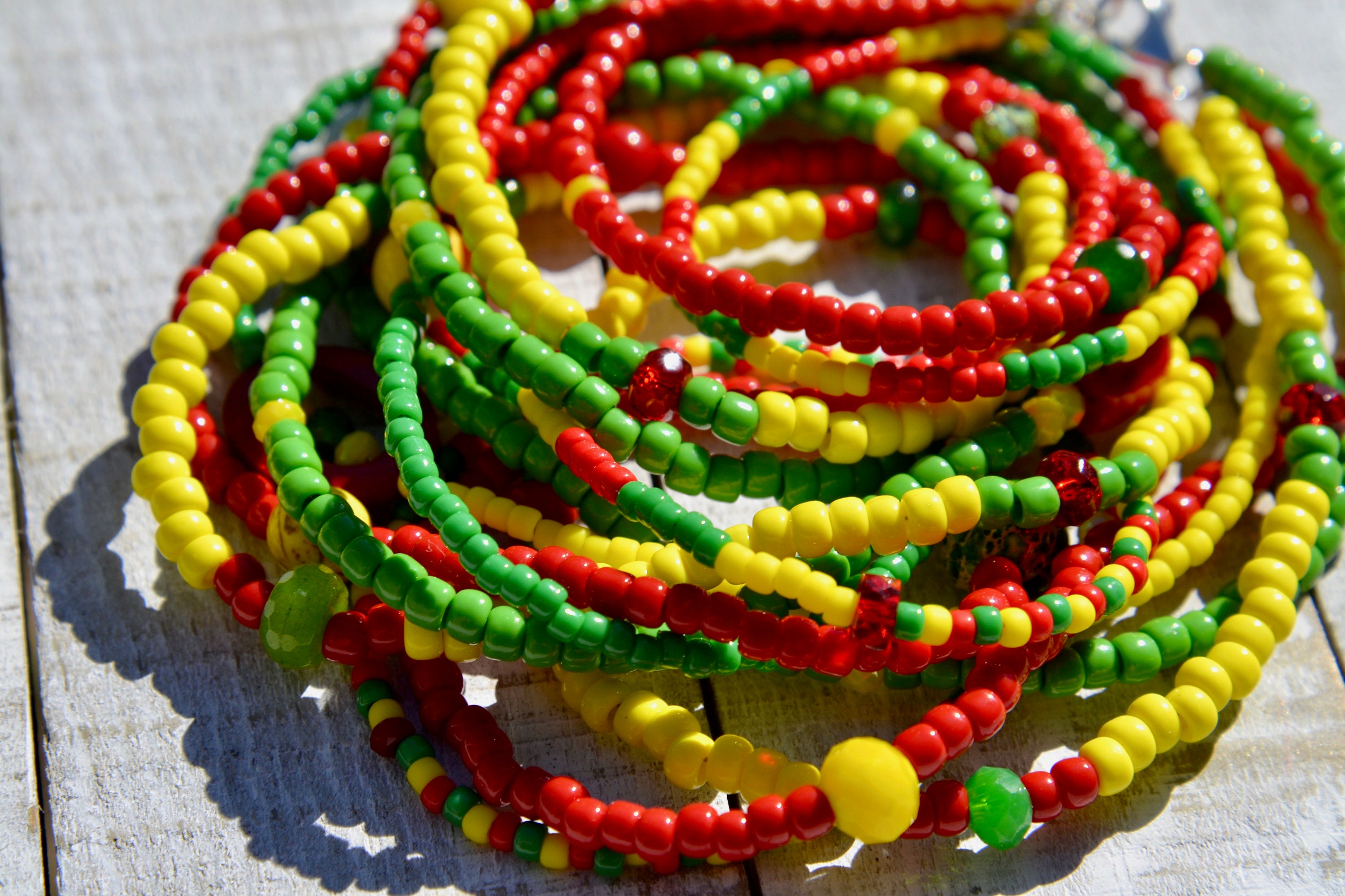 ラスタ ジャマイカ ファン 5 連ネックレス、ラスタ ネックレス