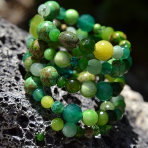 Green Goddess, Chunky and Fun Wrap Around Bracelet, Gemstone, Beaded Bracelet, St Patricks Day Bracelet image 9