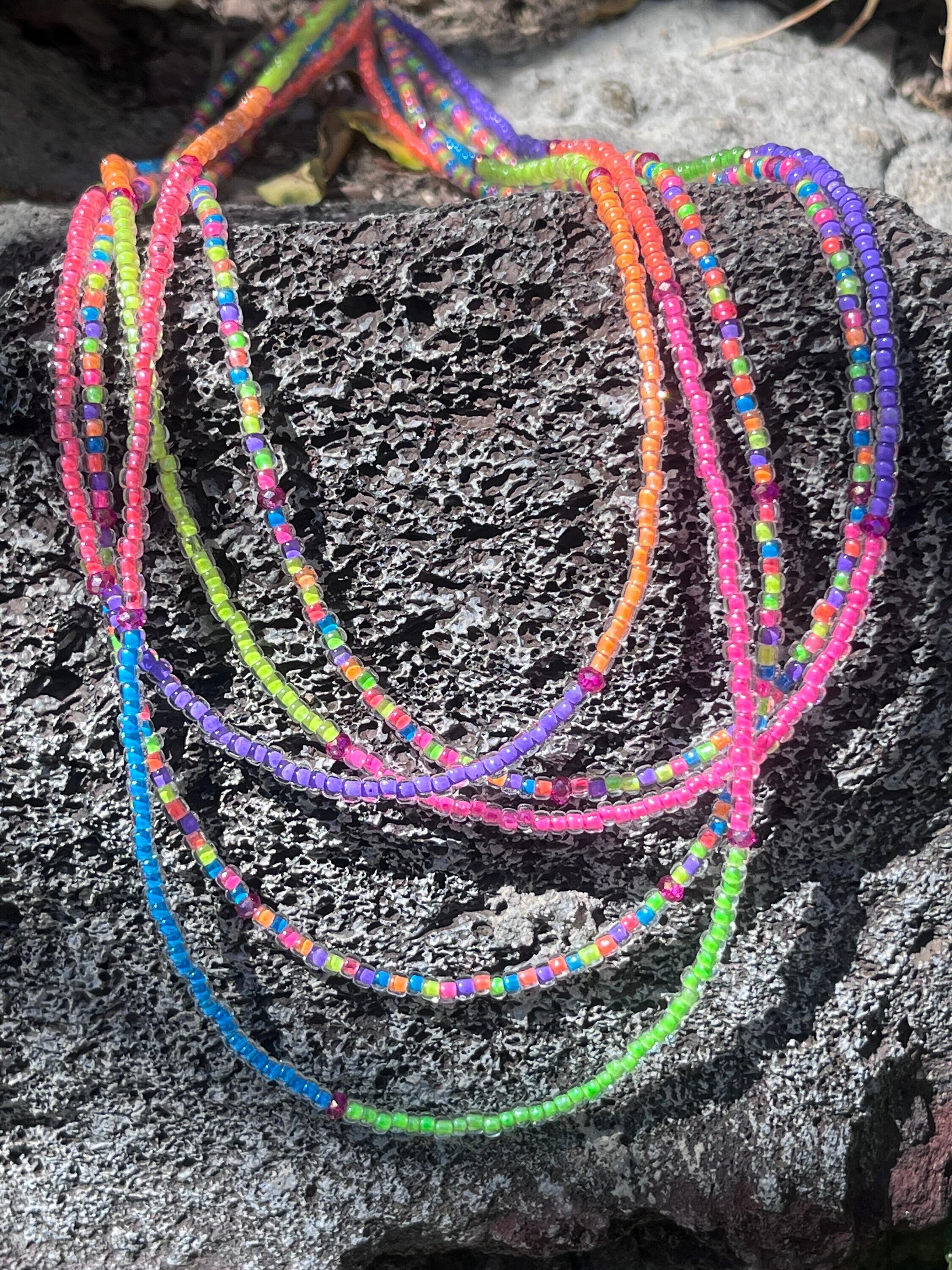 Collana Di Perline Multicolori: Pannelli Tribali In Argento, Gioielli Boho - Italia - Foto 5