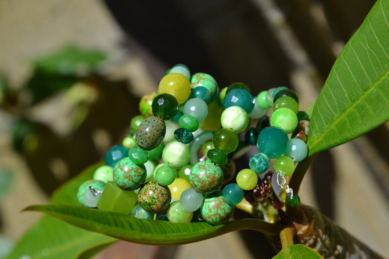 Green Goddess, Chunky and Fun Wrap Around Bracelet, Gemstone, Beaded Bracelet, St Patricks Day Bracelet image 4