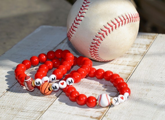 Pack De 30 Pulseras De Silicona Rojas Y Blancas – Motivo Deportivo De Béisbol – Regalo Para Equipos, Jugadores Y Aficionados – Circunferencia 20,2 Cm