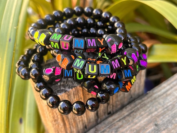 MA ONLINE Bracelet Pour Femme Années 80 Avec Perles Fluo - Noir