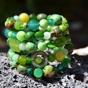 Green Goddess, Chunky and Fun Wrap Around Bracelet, Gemstone, Beaded Bracelet, St Patricks Day Bracelet image 6