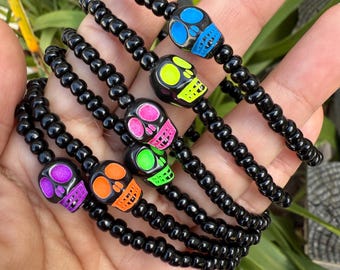 YAYAKO Bracciale Teschio Di Zucchero In Acciaio Inossidabile Con Cristalli - Gioiello Delicato Per Donna, Regalo Halloween - 4