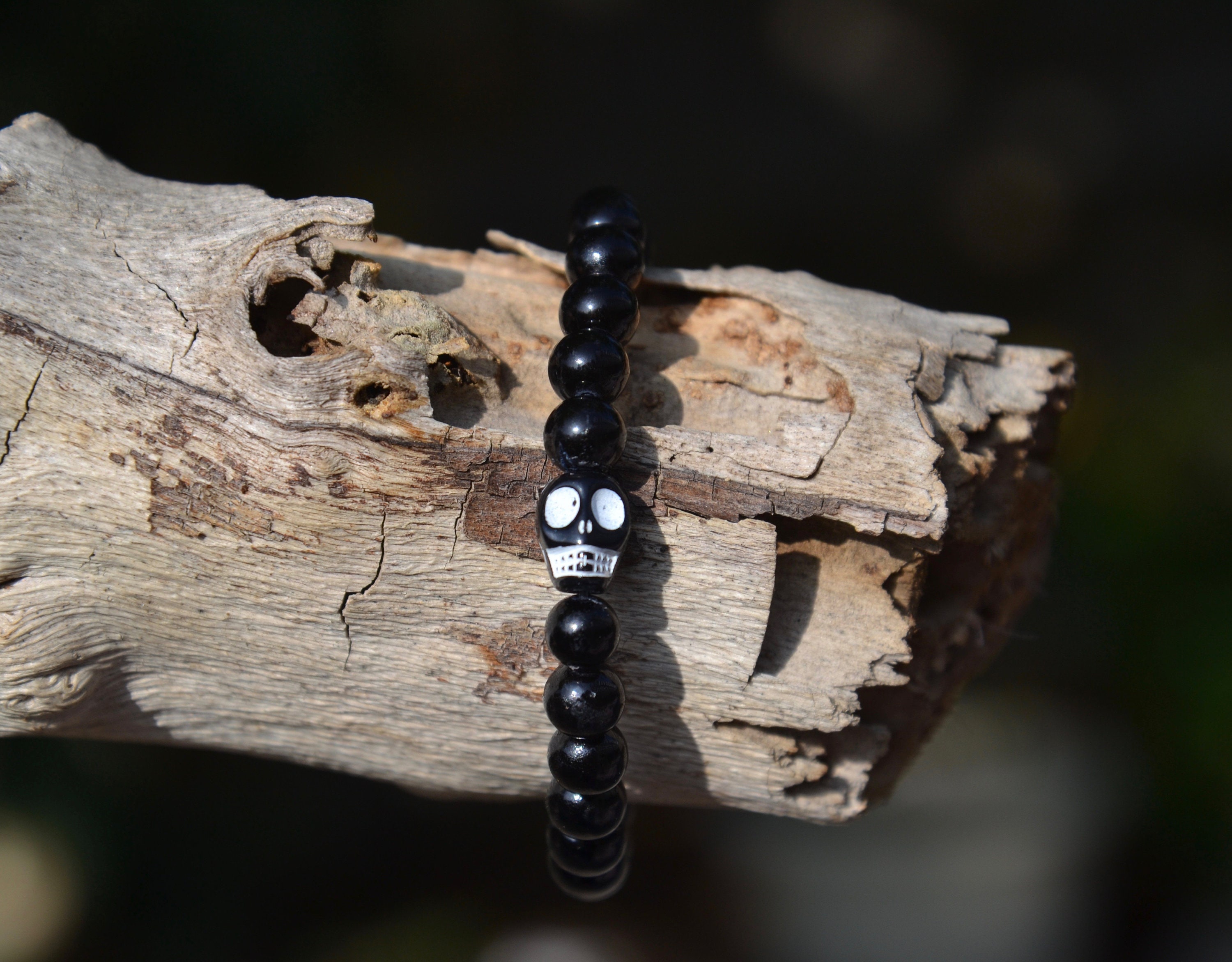 Braccialetti Elastici Perline Acriliche Di Halloween Per Donne E Uomini Teschio Con Parola Hocus Pocus Porpora