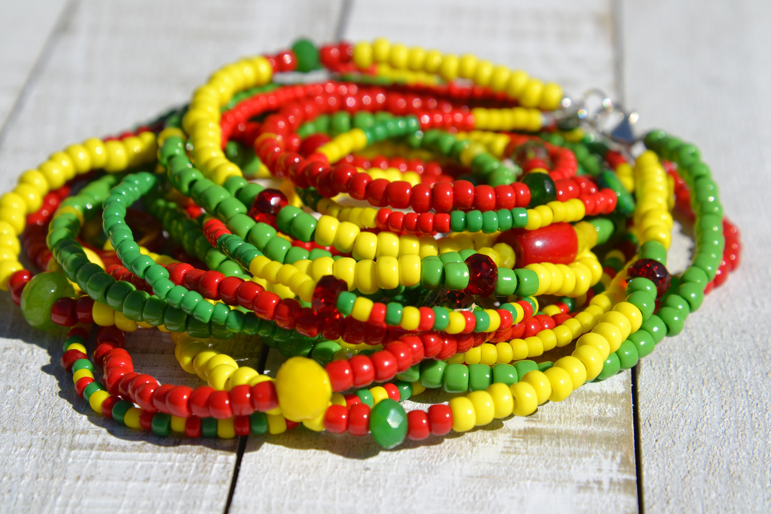 ラスタ ジャマイカ ファン 5 連ネックレス、ラスタ ネックレス