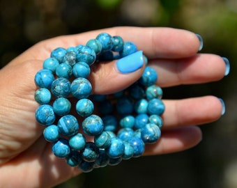 Teal, Turquoise, Chunky and Fun, Beaded Wrap Around Bracelet, Aqua Beaded Bracelet