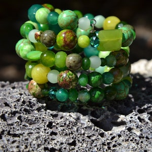 Green Goddess, Chunky and Fun Wrap Around Bracelet, Gemstone, Beaded Bracelet, St Patricks Day Bracelet image 8
