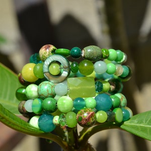 Green Goddess, Chunky and Fun Wrap Around Bracelet, Gemstone, Beaded Bracelet, St Patricks Day Bracelet image 7