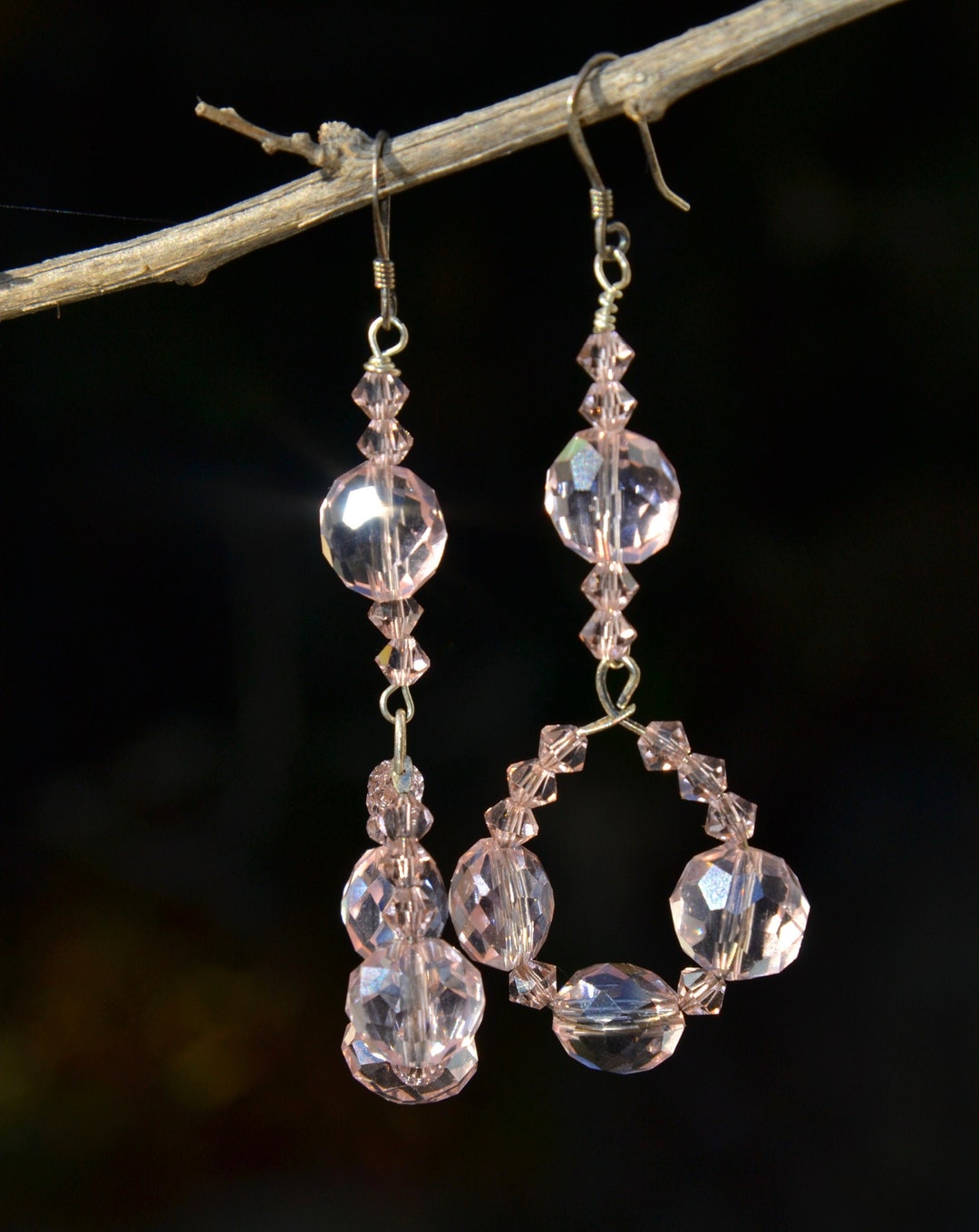 Pink Gemstone Long Crystal Dangle Earring main image 0