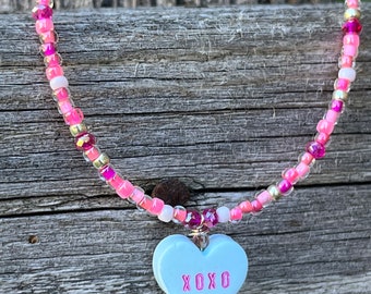 【TATIANA】Dainty Heart Beads Necklace NZ2443〜ネックレス Dainty Heart Pendant Beads Choker Necklace in Sterling