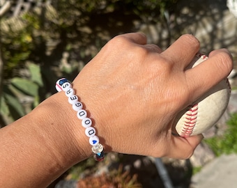 Dainty Angels, Dodgers, Cubs Beaded Bracelet, Angels Bracelet, Red White and Blue Bracelet, Baseball Bracelet, Patriotic, Baseball Bracelet