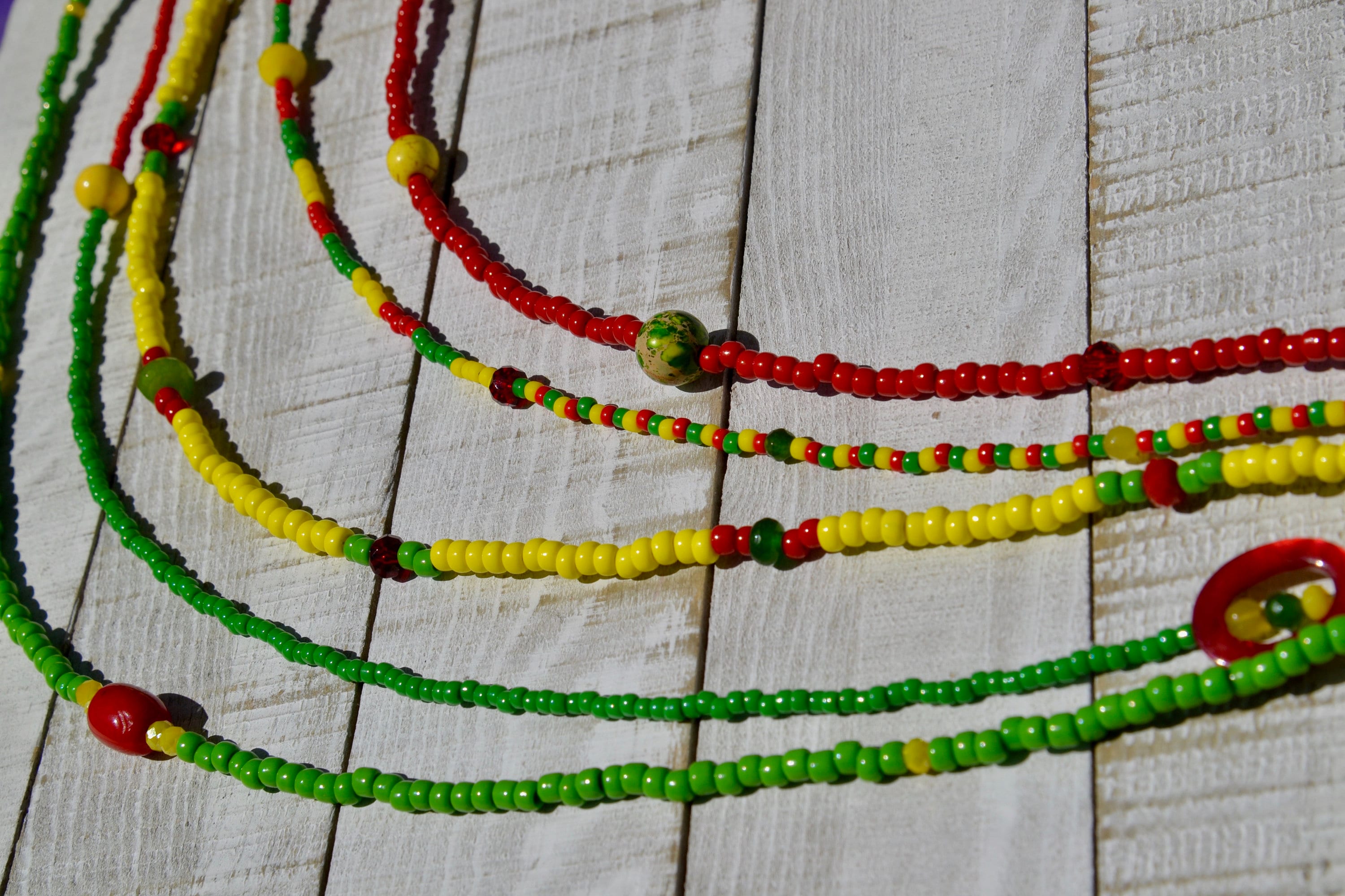 ラスタ ジャマイカ ファン 5 連ネックレス、ラスタ ネックレス