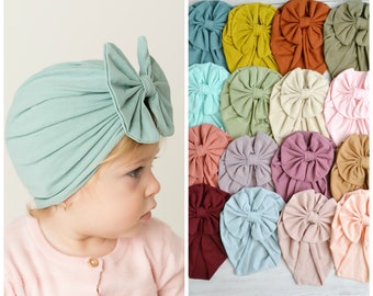 Infant Headband Flower Cotton Bow Turban Headband Stretchy Baby Girl Beanie Hat