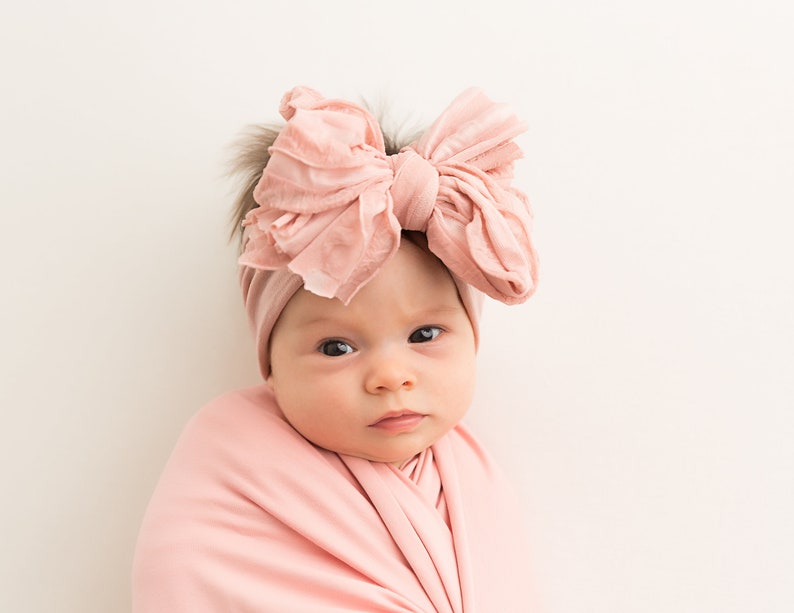 newborn headband big bow SOPHIE BOW one size fits all Nylon headband Extra large bow baby headband toddler headband ruffle bow turban