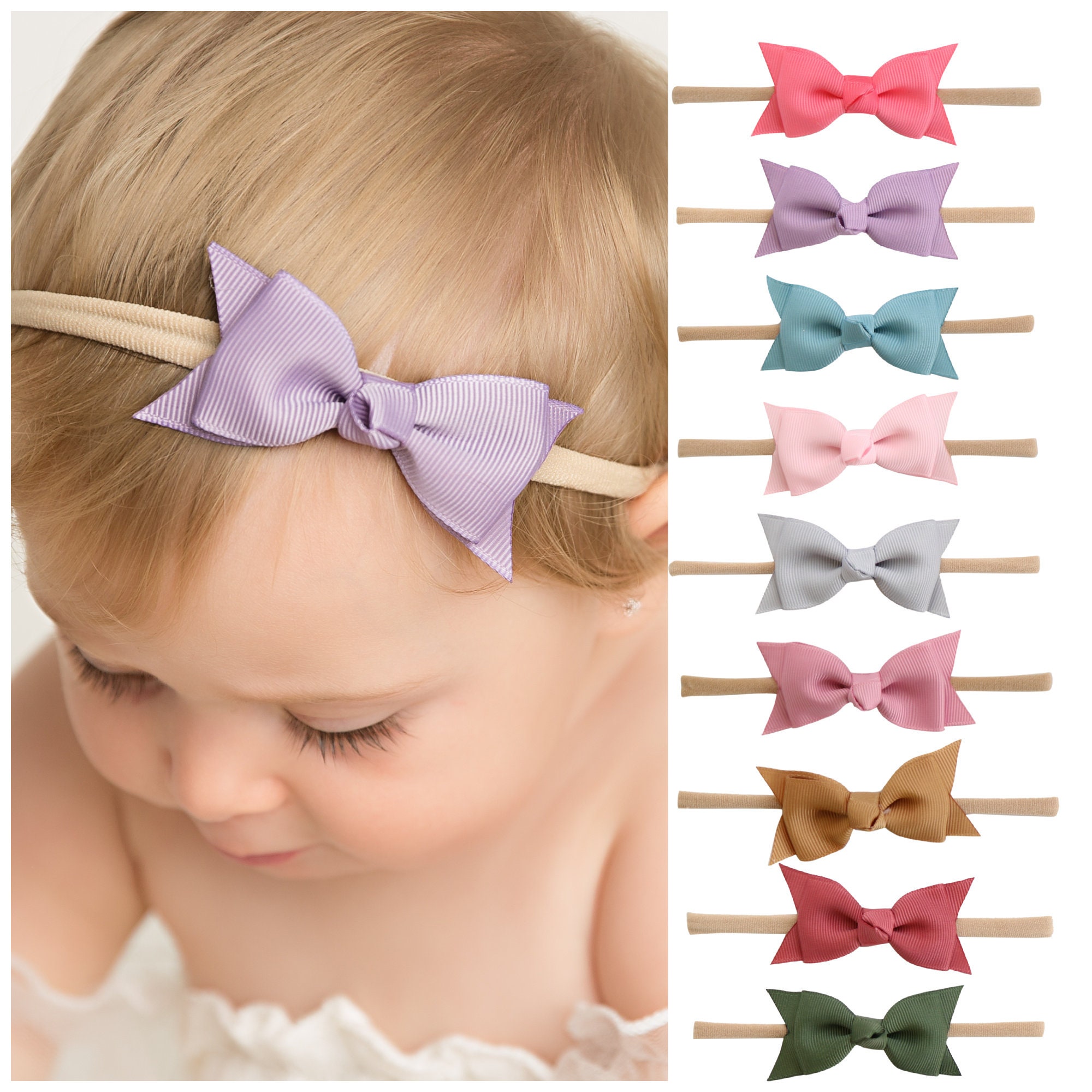 Baby Girls Soft Satin Organza Bow Elastic Headband Hair Band Accessories-135r 