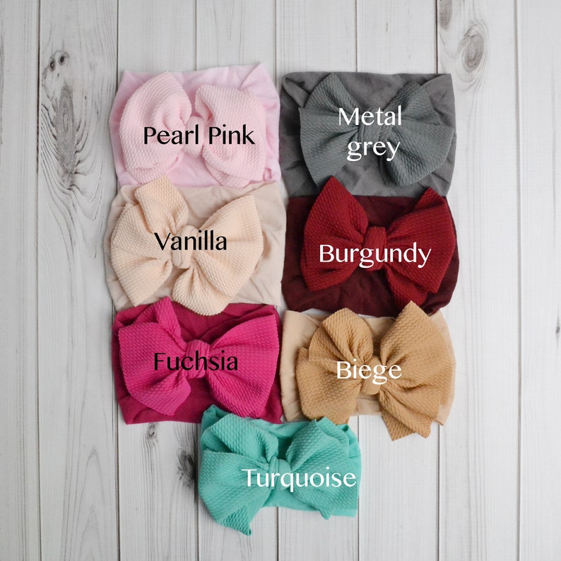 baby turban One size fits ALL nylon headband large bow headband newborn headband EMMA BOW wide nylon headband Big Bow Nylon Headwrap
