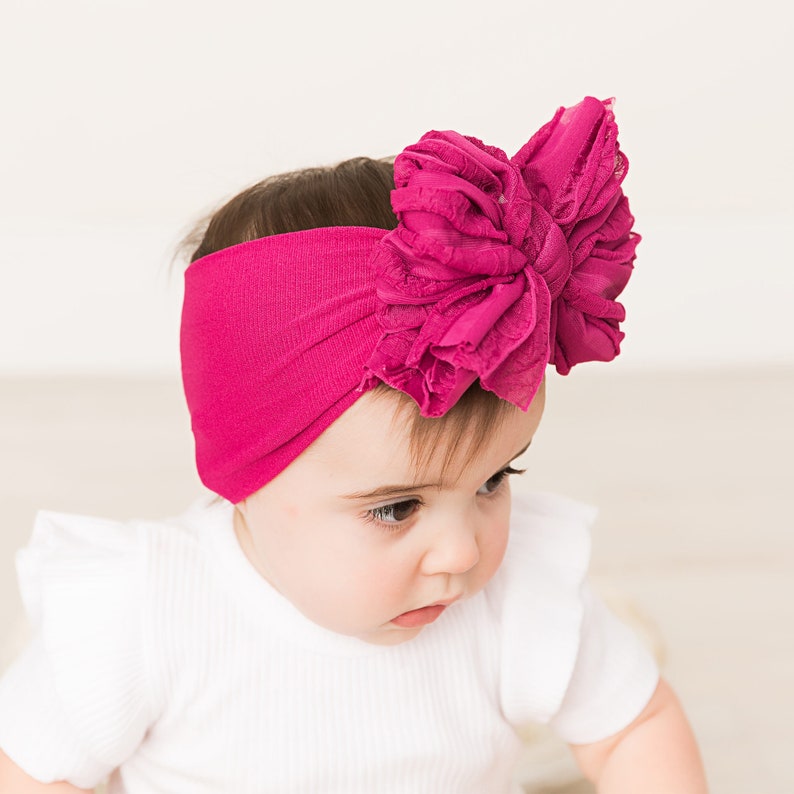 newborn headband big bow SOPHIE BOW one size fits all Nylon headband Extra large bow baby headband toddler headband ruffle bow turban