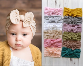 BULK Nylon Bow Headwrap, One size fits all nylon headbands, wide nylon headbands, baby headbands, CLASSIC Knot Nylon Headwrap