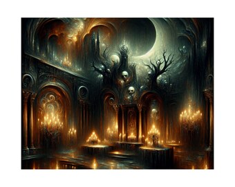 Gothic Cathedral Poster, Moonlit Church Wall Art, Dark Academia Decor, Satin Wall Print