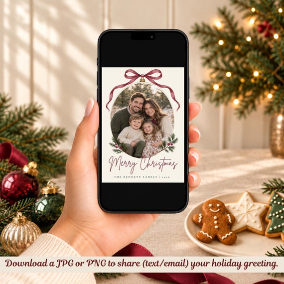 The card shown on a phone screen, shared as a digital greeting