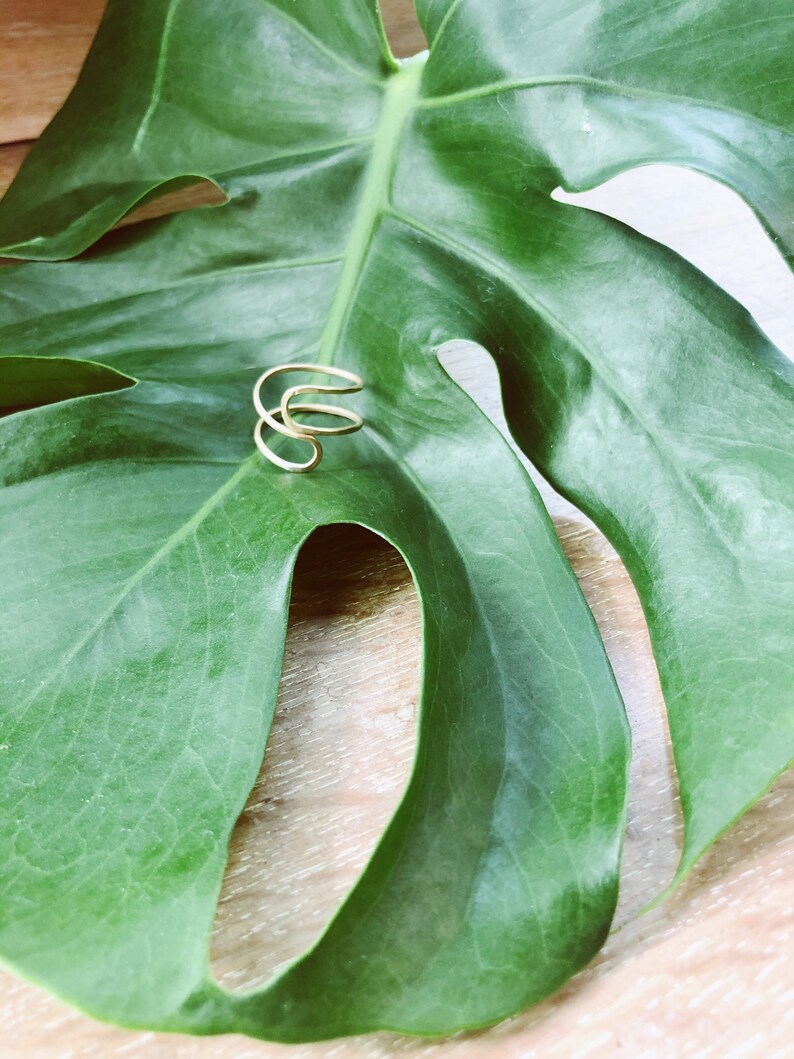 Adjustable hand forged minimalist ring sustainable brass