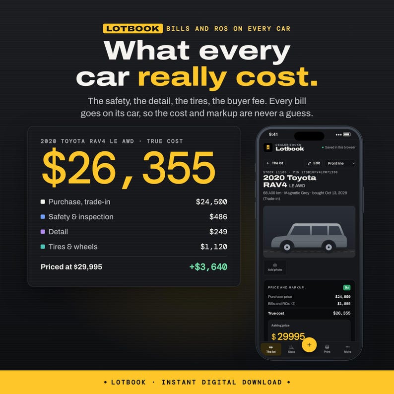 Used Car Dealer Inventory App | Recon Bills and RO Tracker, Markup, Lot Stats & Window Sticker Printing | Car Dealership Software, Pay Once image 3