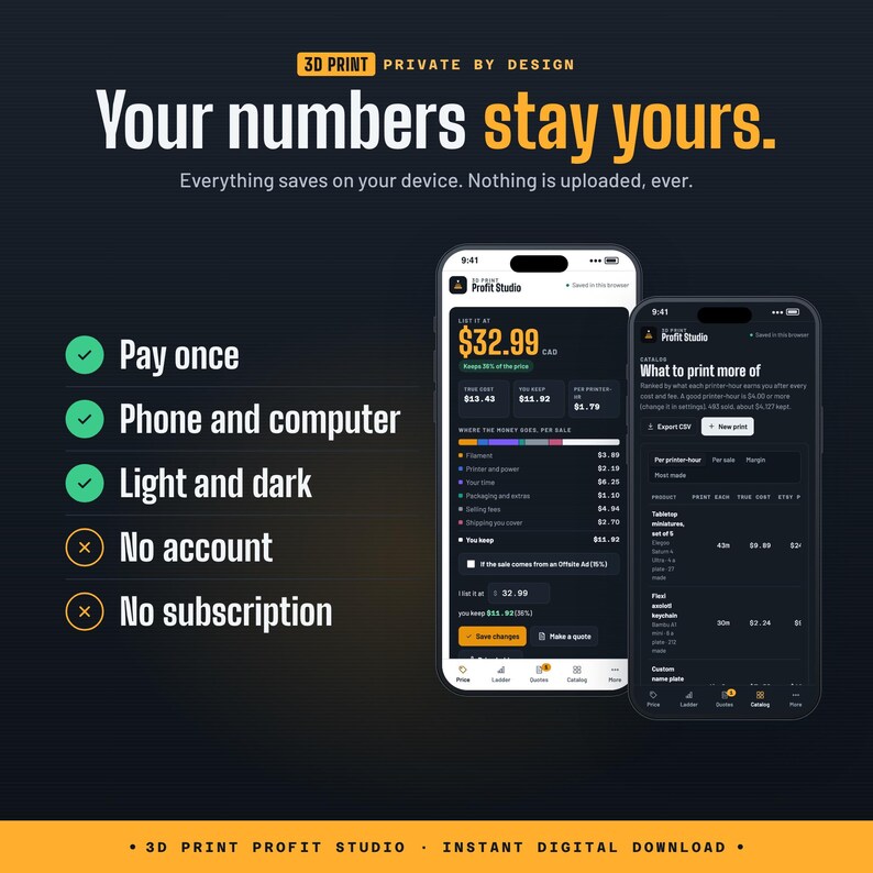 3D Print Pricing Calculator App | Filament and Resin Cost, Etsy Fees, Wholesale Price & Quote PDF | 3D Print Business Tool, No Subscription image 10