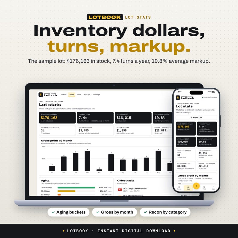Used Car Dealer Inventory App | Recon Bills and RO Tracker, Markup, Lot Stats & Window Sticker Printing | Car Dealership Software, Pay Once image 7