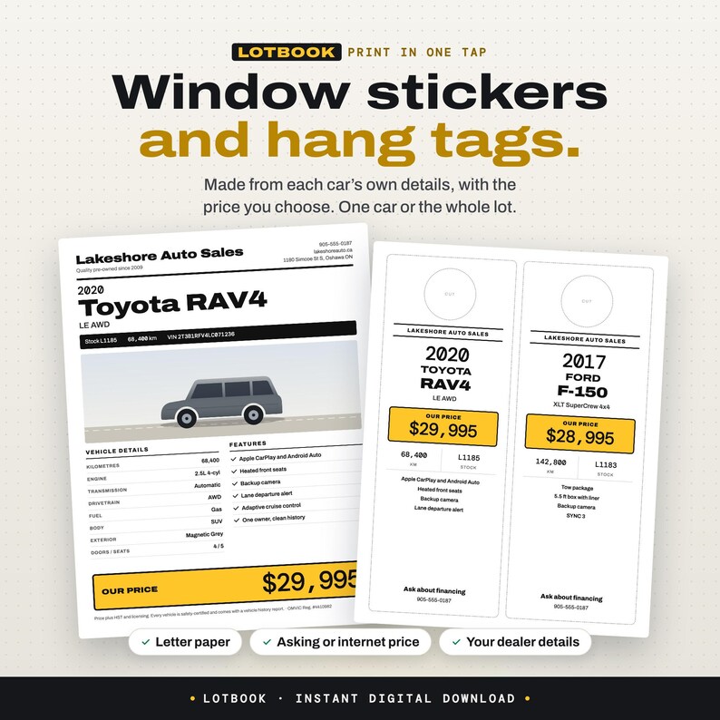Used Car Dealer Inventory App | Recon Bills and RO Tracker, Markup, Lot Stats & Window Sticker Printing | Car Dealership Software, Pay Once image 4