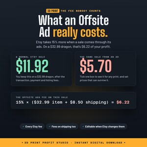3D Print Pricing Calculator App | Filament and Resin Cost, Etsy Fees, Wholesale Price & Quote PDF | 3D Print Business Tool, No Subscription image 6