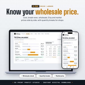 3D Print Pricing Calculator App | Filament and Resin Cost, Etsy Fees, Wholesale Price & Quote PDF | 3D Print Business Tool, No Subscription image 5