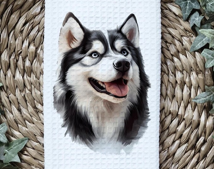 Husky Kitchen Towel | Kitchen Tea Towel | Siberian Husky Towel | Christmas Gift | Dog Christmas Gift | Coworker Gift