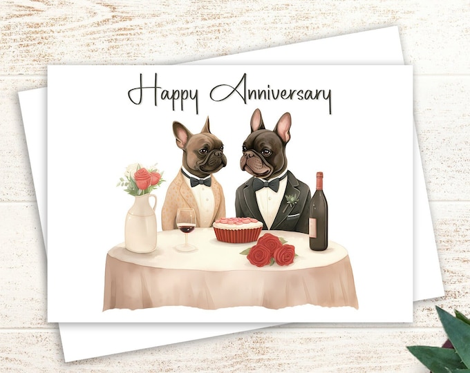 French Bulldog Anniversary Card: Personalized Frenchie Dog Gift (5x7)