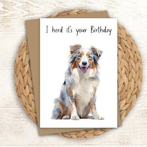 Australian Shepherd Birthday Card | 5x7 | Merle | Greeting Card | Father&#39;s Day Card | Aussie Birthday Card | Custom Message | Personalize