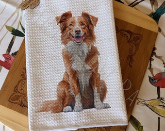 Australian Shepherd Kitchen Towel: Microfiber Waffle Weave, Dog Lover Gift