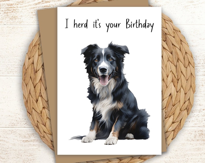 Australian Shepherd Birthday Card: Black Aussie, Personalized Message