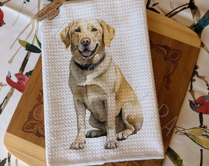 Labrador Kitchen Towel | Kitchen Towel | Dish Towel | Tea Towel | Gift Idea | Dog Lover Birthday Gift | Yellow Lab | Chocolate Lab