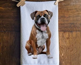 Boxer Dog Kitchen Towel: Microfiber Waffle Weave, Dog Lover Gift